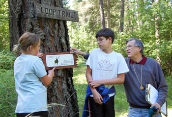 Campers install sign